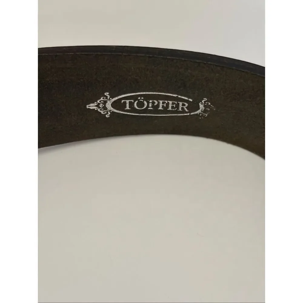 Töpfer Leather Belt with Ornate Jewel Buckle – Deep Dark Green Size 85